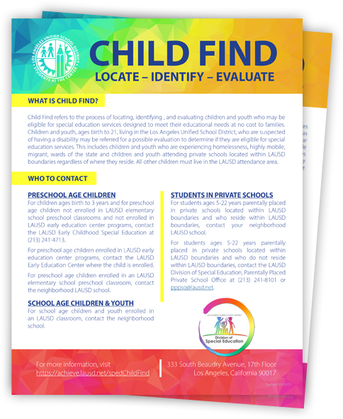 LAUSD Child Find - Flyers